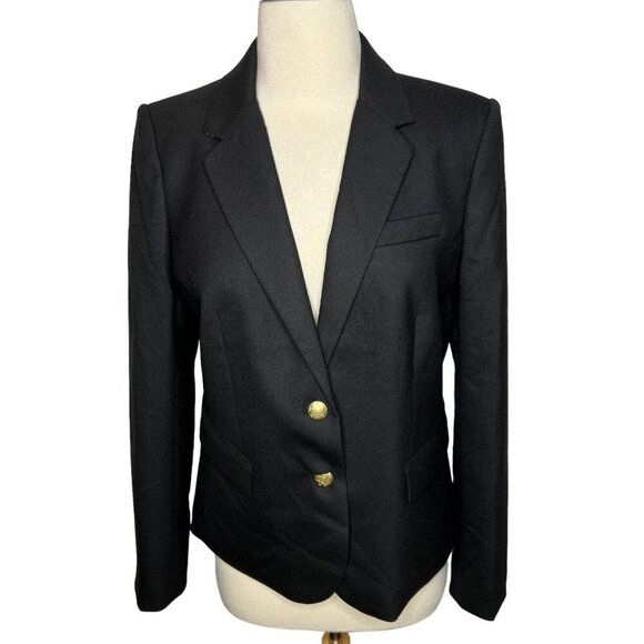 J.Crew $198 Original Schoolboy Blazer Black Size 8 AZ565
